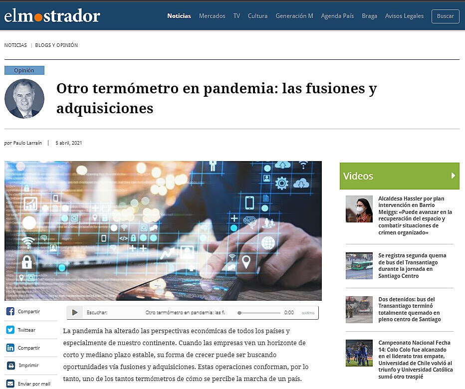 Otro termmetro en pandemia: las fusiones y adquisiciones